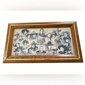 VTG Ivan Jesse Curtis All Of My Hero’s Are Cowboys Wood Framed Print 19X11